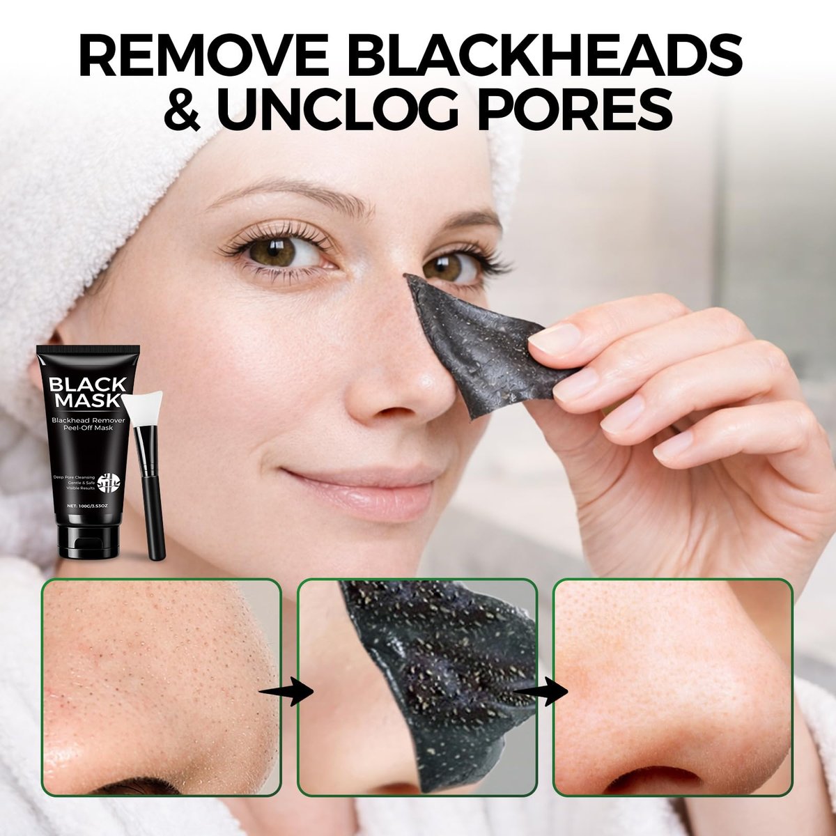 Balldanlu Blackhead Remover Mask Kit - 100ml Charcoal Peel Off Face Mask for Men & Women, Deep Cleansing Facial Mask for Oily & Combination Skin - görsel 10