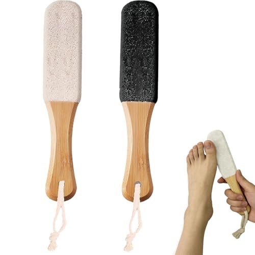 2-Pack Professional Pedicure Foot File & Pumice Stone with Wooden Handle - Callus Remover for Dead Skin, Dry Rough Feet, Cracked Heels & Corns - görsel 2