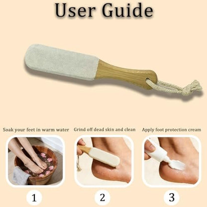 2-Pack Professional Pedicure Foot File & Pumice Stone with Wooden Handle - Callus Remover for Dead Skin, Dry Rough Feet, Cracked Heels & Corns