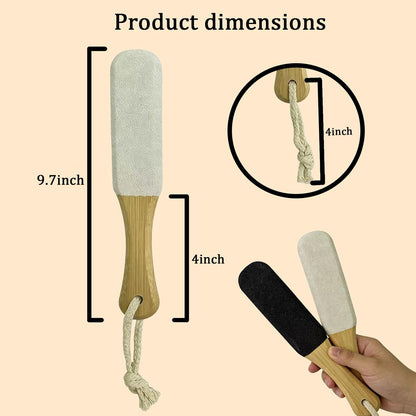 2-Pack Professional Pedicure Foot File & Pumice Stone with Wooden Handle - Callus Remover for Dead Skin, Dry Rough Feet, Cracked Heels & Corns