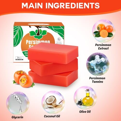 Runsidan 3-Pack Persimmon Soap Bar for Body Odor Control - Natural Deodorizing Soap for Old People Smell, Deep Cleansing Body Bar - görsel 8