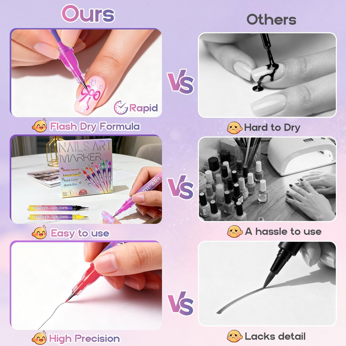 Dabria 12-Color Nail Art Pens Set - Fine Tip 0.5mm Nail Doodle Markers for Nail Painting, Perfect for Girls, Kids, and Women Avelisse