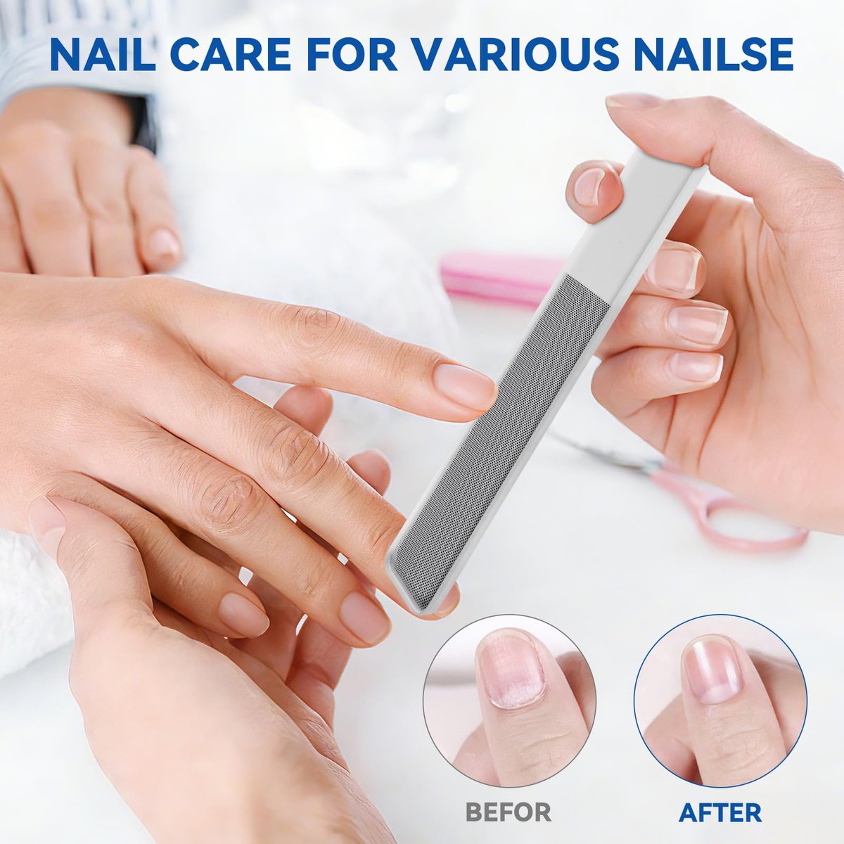 3 in 1 Nano Glass Nail File Set with Storage Case - Double Tempered Glass Fingernail File for Natural Nails, Reusable Manicure Pedicure Tools for Home Travel, Professional Nail Shaping Buffing Kit - görsel 7
