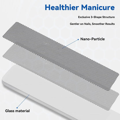 3 in 1 Nano Glass Nail File Set with Storage Case - Double Tempered Glass Fingernail File for Natural Nails, Reusable Manicure Pedicure Tools for Home Travel, Professional Nail Shaping Buffing Kit