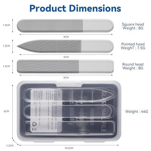 3 in 1 Nano Glass Nail File Set with Storage Case - Double Tempered Glass Fingernail File for Natural Nails, Reusable Manicure Pedicure Tools for Home Travel, Professional Nail Shaping Buffing Kit - görsel 4