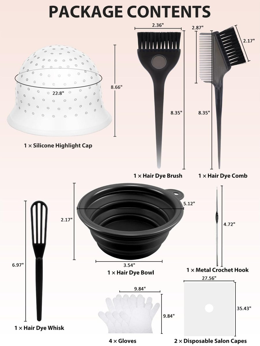 YOOVR 12-Piece Hair Bleach Highlighting Kit – Silicone Cap, Dye Brush & Bowl Set for At-Home Hair Coloring - görsel 3