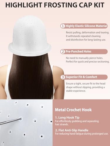 YOOVR 12-Piece Hair Bleach Highlighting Kit – Silicone Cap, Dye Brush & Bowl Set for At-Home Hair Coloring