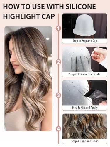 YOOVR 12-Piece Hair Bleach Highlighting Kit – Silicone Cap, Dye Brush & Bowl Set for At-Home Hair Coloring - görsel 10