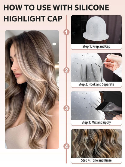 YOOVR 12-Piece Hair Bleach Highlighting Kit – Silicone Cap, Dye Brush & Bowl Set for At-Home Hair Coloring