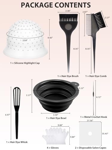 YOOVR 12-Piece Hair Bleach Highlighting Kit – Silicone Cap, Dye Brush & Bowl Set for At-Home Hair Coloring