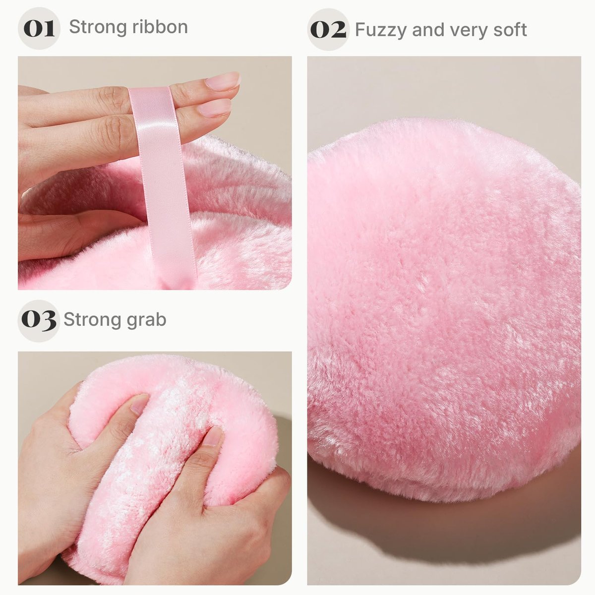 Teenitor 5.5" Extra Large Powder Puff and Glass Crystal Container – Pink Dusting Powder Puff for Body Powder Avelisse