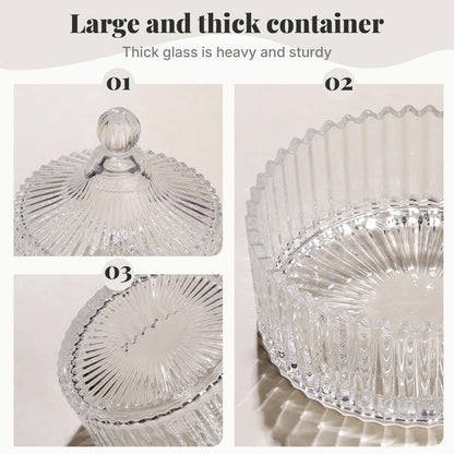 Teenitor 5.5" Extra Large Powder Puff and Glass Crystal Container – Pink Dusting Powder Puff for Body Powder Avelisse