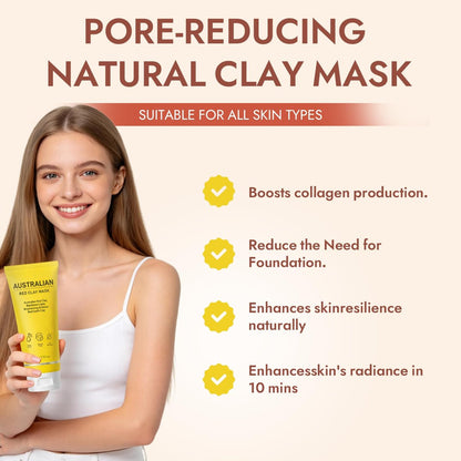 FMRFMR Australian Red Clay Face Mask – Deep Cleansing Detox Mud Mask with Kakadu Plum & Desert Lime, Pore Minimizing Natural Clay Mask for All Skin Types, 3.52 oz Avelisse