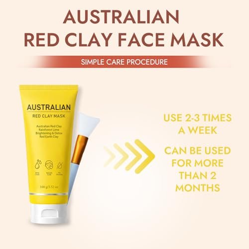 FMRFMR Australian Red Clay Face Mask – Deep Cleansing Detox Mud Mask with Kakadu Plum & Desert Lime, Pore Minimizing Natural Clay Mask for All Skin Types, 3.52 oz Avelisse