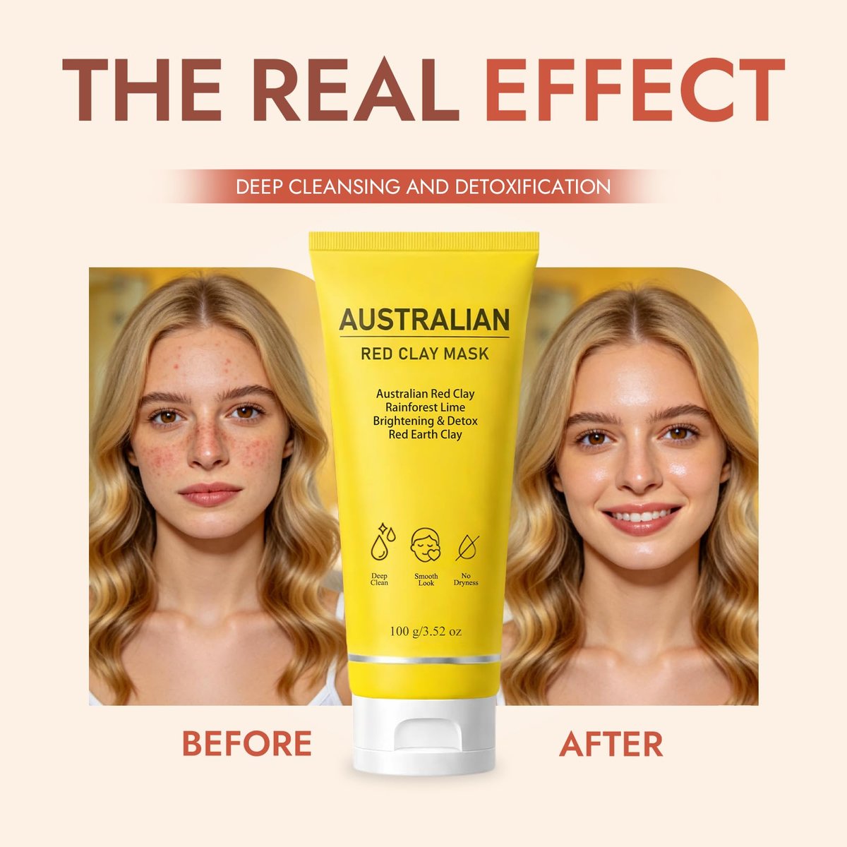 FMRFMR Australian Red Clay Face Mask – Deep Cleansing Detox Mud Mask with Kakadu Plum & Desert Lime, Pore Minimizing Natural Clay Mask for All Skin Types, 3.52 oz Avelisse