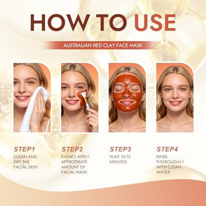 FMRFMR Australian Red Clay Face Mask – Deep Cleansing Detox Mud Mask with Kakadu Plum & Desert Lime, Pore Minimizing Natural Clay Mask for All Skin Types, 3.52 oz Avelisse