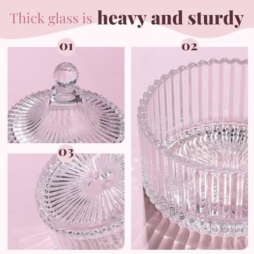 Teenitor 4-Piece Powder Puff Set with Glass Crystal Containers – Soft Velour Body Powder Puffs in Pink - görsel 12