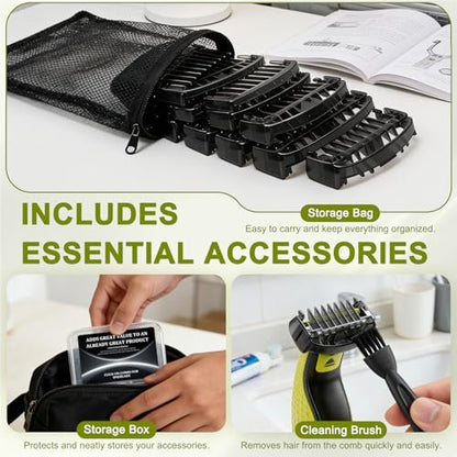 CR8GR8 Guide Comb Set 0.5-9mm for Norelco Trimmers - Compatible with QP2724, QP2834, QP2520, QP2620 - Includes 12 Guards, Cleaning Brush & Storage Bag