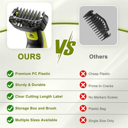 CR8GR8 Guide Comb Set 0.5-9mm for Norelco Trimmers - Compatible with QP2724, QP2834, QP2520, QP2620 - Includes 12 Guards, Cleaning Brush & Storage Bag