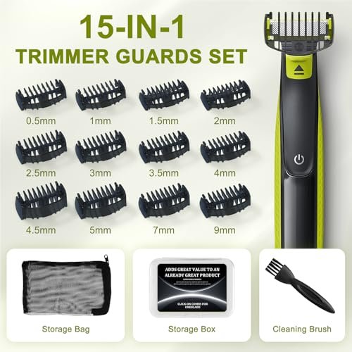 CR8GR8 Guide Comb Set 0.5-9mm for Norelco Trimmers - Compatible with QP2724, QP2834, QP2520, QP2620 - Includes 12 Guards, Cleaning Brush & Storage Bag - görsel 4