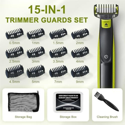 CR8GR8 Guide Comb Set 0.5-9mm for Norelco Trimmers - Compatible with QP2724, QP2834, QP2520, QP2620 - Includes 12 Guards, Cleaning Brush & Storage Bag