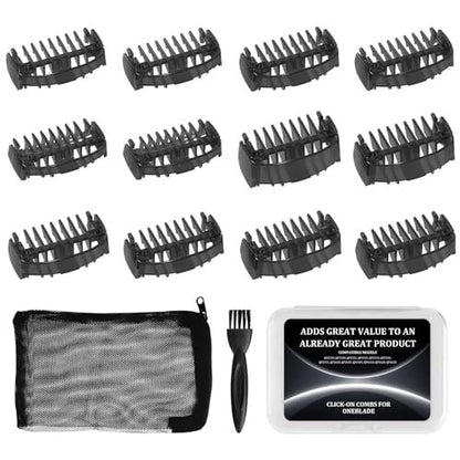 CR8GR8 Guide Comb Set 0.5-9mm for Norelco Trimmers - Compatible with QP2724, QP2834, QP2520, QP2620 - Includes 12 Guards, Cleaning Brush & Storage Bag