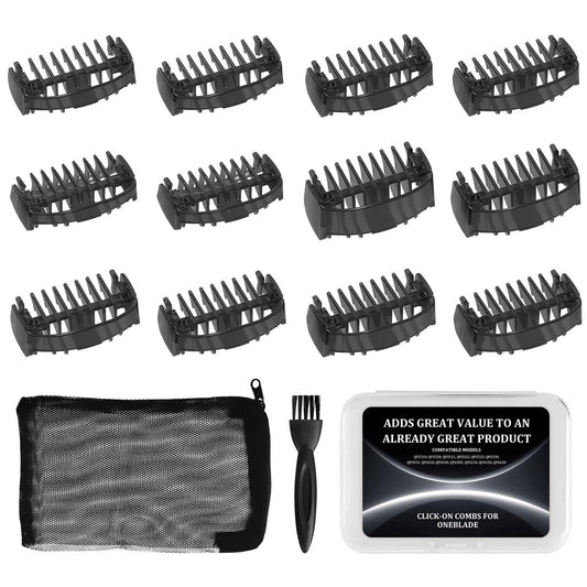 CR8GR8 Guide Comb Set 0.5-9mm for Norelco Trimmers - Compatible with QP2724, QP2834, QP2520, QP2620 - Includes 12 Guards, Cleaning Brush & Storage Bag