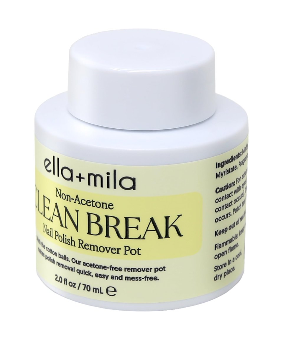 ella+mila Clean Break Non-Acetone Nail Polish Remover Pot - Gentle Acetone-Free Dip Jar for Fingers & Toes, Travel Size, Light Cotton Candy Scent (2 fl oz) - görsel 15