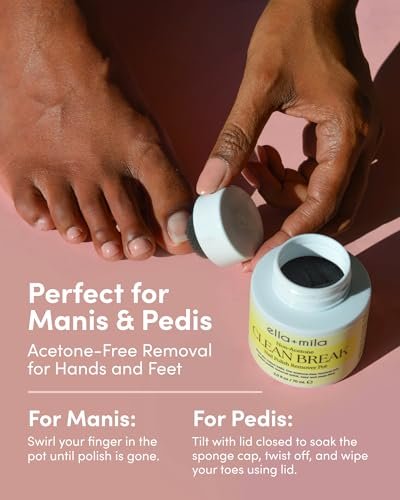 ella+mila Clean Break Non-Acetone Nail Polish Remover Pot - Gentle Acetone-Free Dip Jar for Fingers & Toes, Travel Size, Light Cotton Candy Scent (2 fl oz) - görsel 12