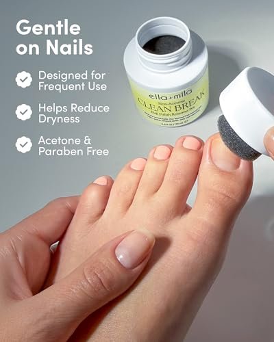 ella+mila Clean Break Non-Acetone Nail Polish Remover Pot - Gentle Acetone-Free Dip Jar for Fingers & Toes, Travel Size, Light Cotton Candy Scent (2 fl oz) - görsel 10