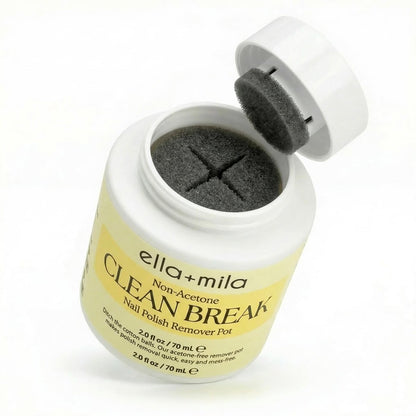 ella+mila Clean Break Non-Acetone Nail Polish Remover Pot - Gentle Acetone-Free Dip Jar for Fingers & Toes, Travel Size, Light Cotton Candy Scent (2 fl oz)