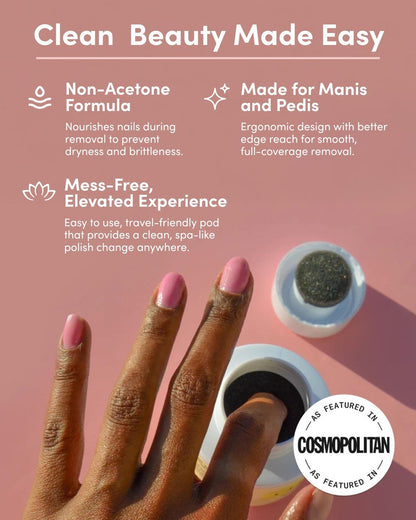 ella+mila Clean Break Non-Acetone Nail Polish Remover Pot - Gentle Acetone-Free Dip Jar for Fingers & Toes, Travel Size, Light Cotton Candy Scent (2 fl oz)