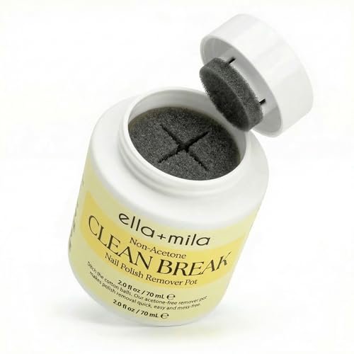 ella+mila Clean Break Non-Acetone Nail Polish Remover Pot - Gentle Acetone-Free Dip Jar for Fingers & Toes, Travel Size, Light Cotton Candy Scent (2 fl oz) - görsel 2