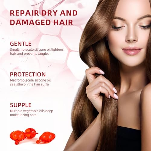 Hair Treatment Serum Capsules – 80 Pack with Argan, Avocado & Macadamia Oils for Repairing Dry, Damaged, Frizzy Hair | Vitamins A, C, E & Pro B5 | Leave-In Treatment for Women & Men Avelisse