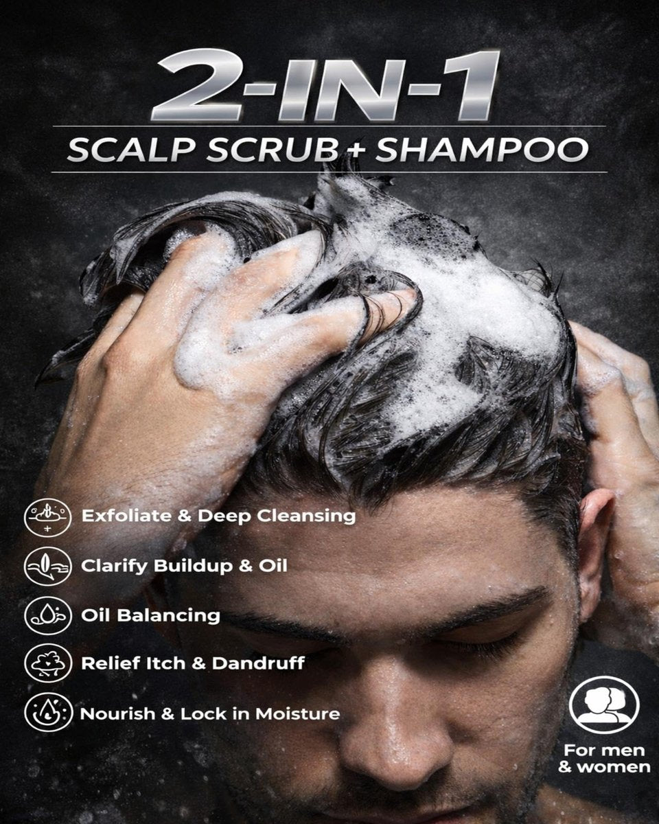 JVR Charcoal Scalp Scrub Shampoo 2-in-1 Exfoliator - Sea Salt & Tea Tree Oil Clarifying Cleanser for Dry or Oily Scalp, Vegan & Cruelty Free, 8.8 oz Avelisse
