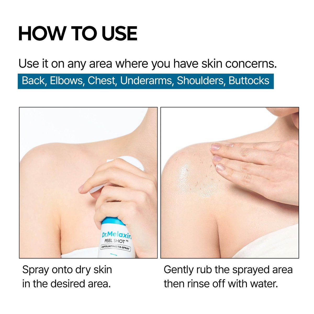 Dr.Melaxin TX Peel Shot Body Exfoliating Spray with Tranexamic Acid & Niacinamide, Brightening Body Care for Uneven Skin Tone, 200ml Avelisse