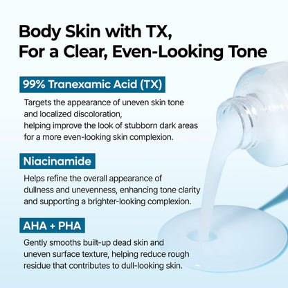 Dr.Melaxin TX Peel Shot Body Exfoliating Spray with Tranexamic Acid & Niacinamide, Brightening Body Care for Uneven Skin Tone, 200ml Avelisse