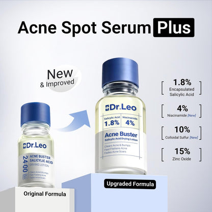 Dr.Leo 1.8% Salicylic Acid Spot Serum - Acne Drying Lotion for Sensitive Skin with Niacinamide, Fast Pimple Relief & Fades Marks, 0.34 fl oz Avelisse
