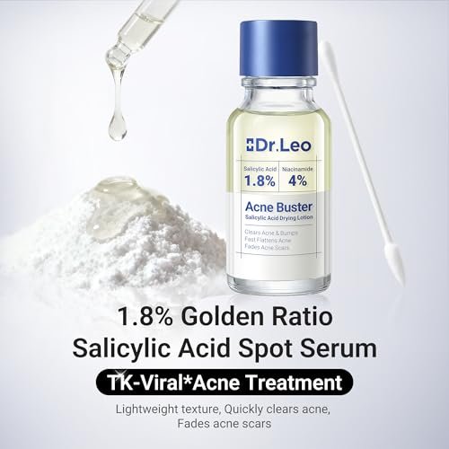 Dr.Leo 1.8% Salicylic Acid Spot Serum - Acne Drying Lotion for Sensitive Skin with Niacinamide, Fast Pimple Relief & Fades Marks, 0.34 fl oz Avelisse