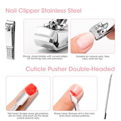 Gellen Nail Care Kit – Complete Manicure Tools Set with Nail Strengthener, Files, Cuticle Pusher, Oil, Remover, Clipper, and Brush Avelisse