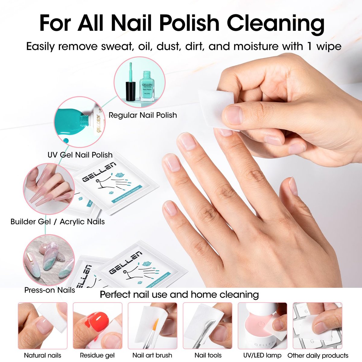 Gellen Nail Care Kit – Complete Manicure Tools Set with Nail Strengthener, Files, Cuticle Pusher, Oil, Remover, Clipper, and Brush Avelisse