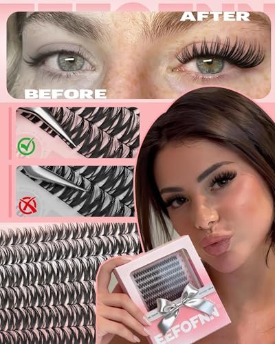 Wispy Lash Clusters 10-14mm Individual Lashes Natural Wet Look C Curl DIY Eyelash Extensions Wide Band Beginner-Friendly by EEFOFNN (Short Flaunt) - görsel 12