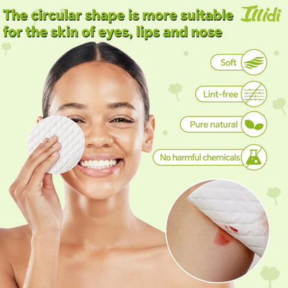 Extra Large Cotton Rounds 3.15 Inches - 120 Count, 100% Pure Cotton Pads for Makeup Removal and Face Cleansing