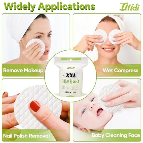 Extra Large Cotton Rounds 3.15 Inches - 120 Count, 100% Pure Cotton Pads for Makeup Removal and Face Cleansing - görsel 14