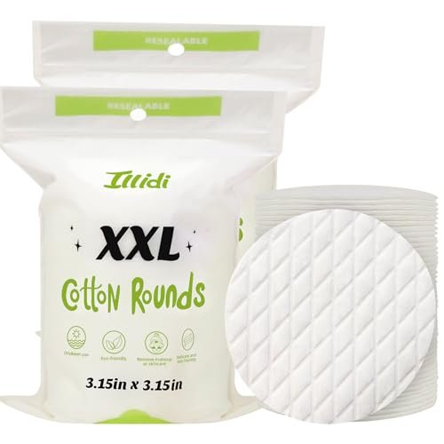 Extra Large Cotton Rounds 3.15 Inches - 120 Count, 100% Pure Cotton Pads for Makeup Removal and Face Cleansing - görsel 2