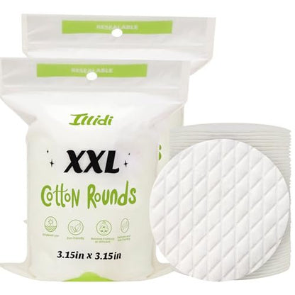 Extra Large Cotton Rounds 3.15 Inches - 120 Count, 100% Pure Cotton Pads for Makeup Removal and Face Cleansing