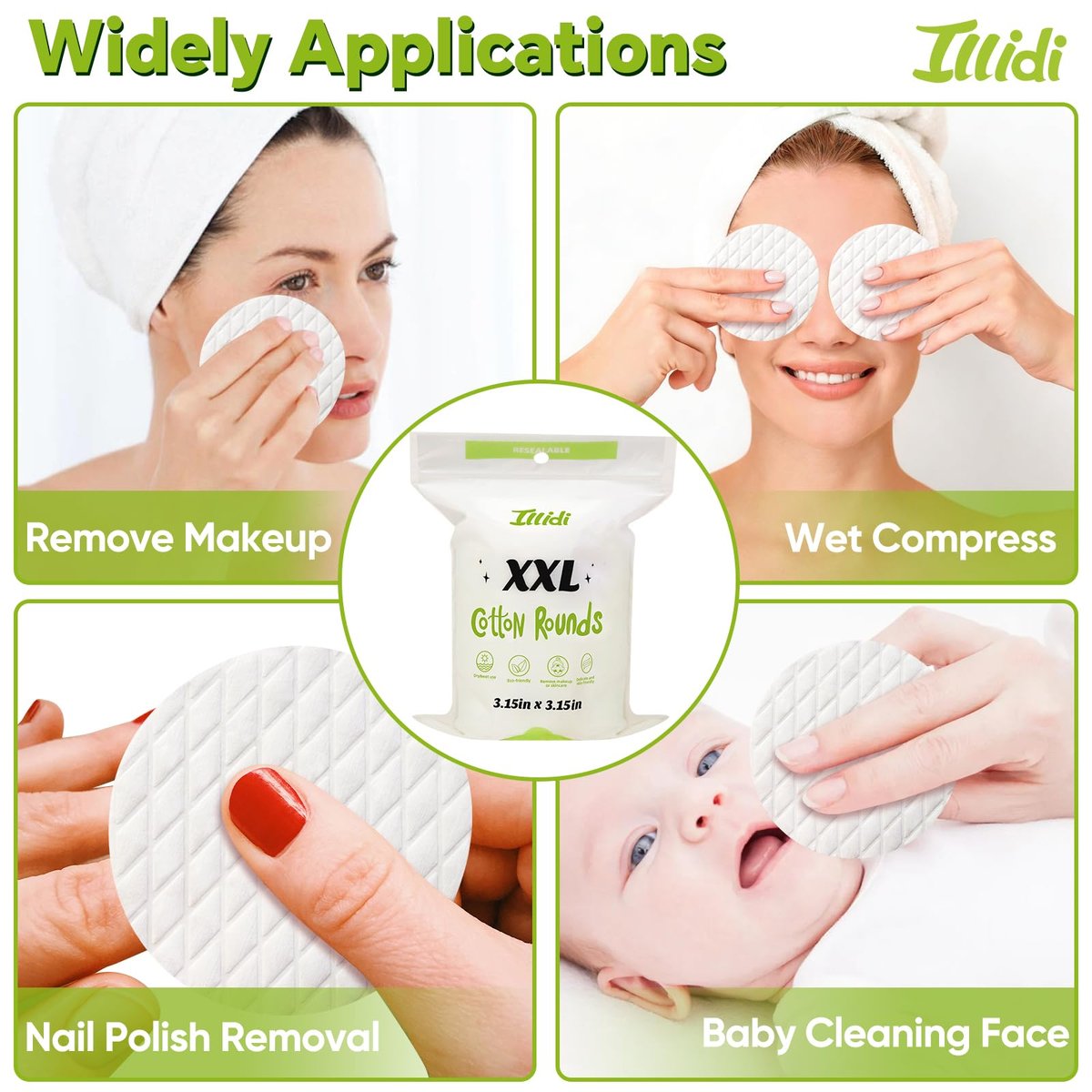 Extra Large Cotton Rounds 3.15 Inches - 120 Count, 100% Pure Cotton Pads for Makeup Removal and Face Cleansing - görsel 13