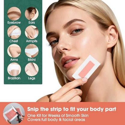 Pacifoo Wax Strips for Hair Removal – 60 Count (40 Large Body & 20 Face) Ready to Use Cold Waxing Kit for Women & Men – Bikini, Underarm, Legs, Arms, Upper Lip, Chin, Sensitive Skin Avelisse