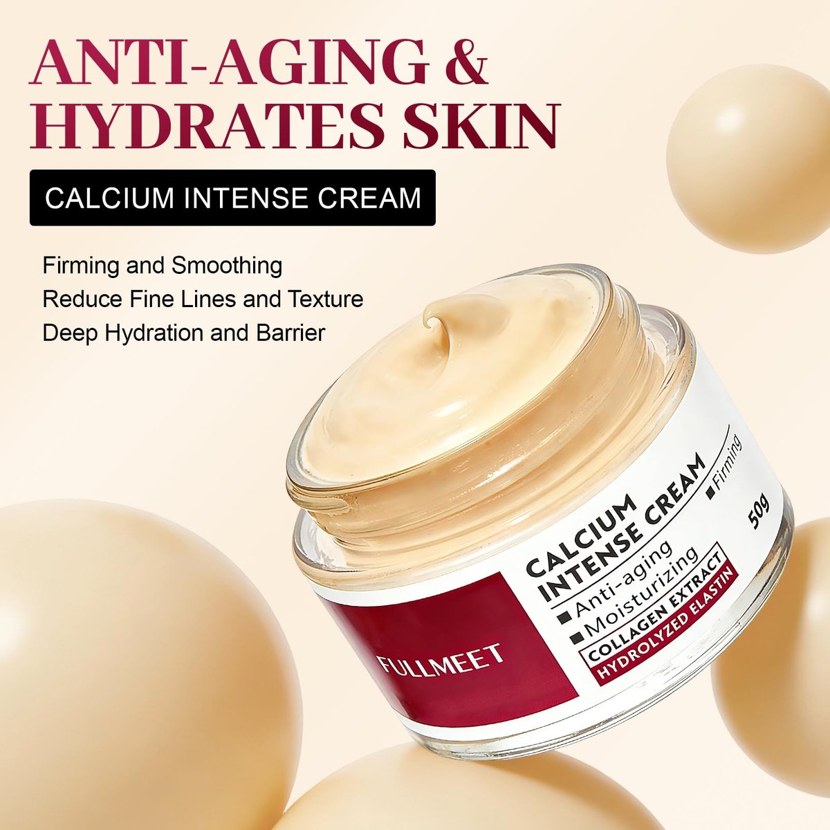 FullMeet Calcium Intense Cream – Collagen Volume Cream for Anti-Aging, Deep Wrinkles & Moisturizing, 1.76 oz Avelisse