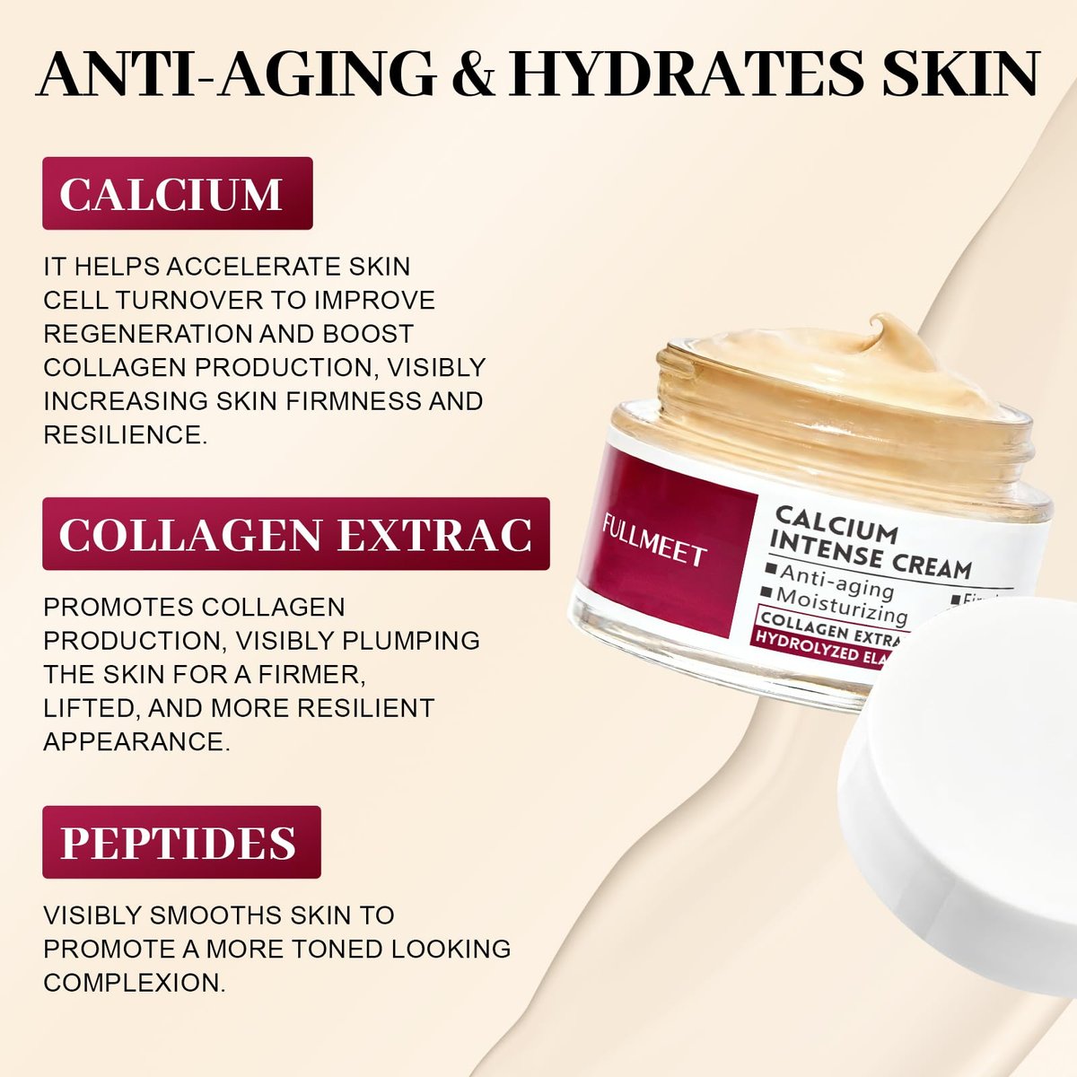 FullMeet Calcium Intense Cream – Collagen Volume Cream for Anti-Aging, Deep Wrinkles & Moisturizing, 1.76 oz Avelisse